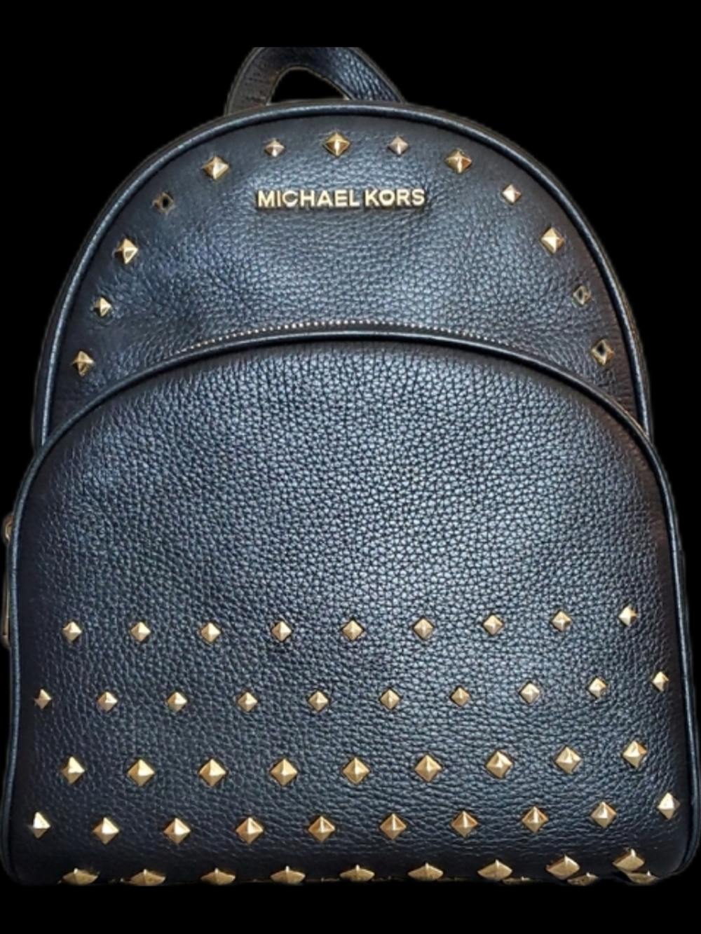 Michael Kors Black Leather Backpack with Gold Stud Accents